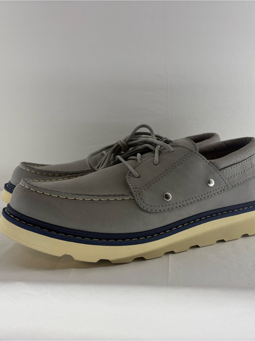 Sorel Slabtown 62 Mariner Gray and Navy Men's Boat Shoes size 12 NEW